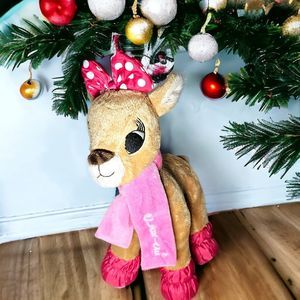 Dandee Clarice Plush Rudolph Red Nose Reindeer Pink Scarf Christmas Toy 13"